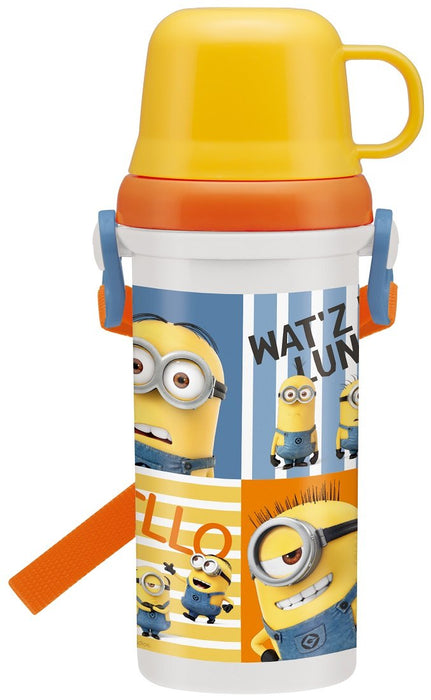 Skater 480ml Minions Water Bottle With Drinking Cup - Skater Lightweight Plastic
