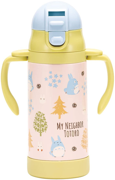 Skater 350ml Stainless Steel Water Bottle Double-Handed Baby Mug with Straw - Totoro Forest Design