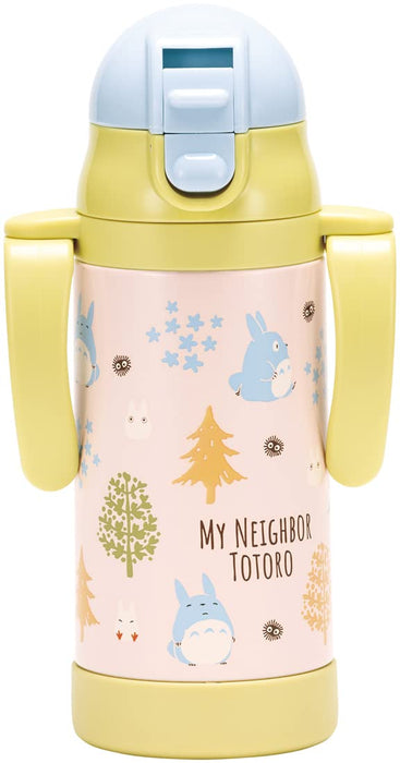 Skater 350ml Stainless Steel Water Bottle Double-Handed Baby Mug with Straw - Totoro Forest Design