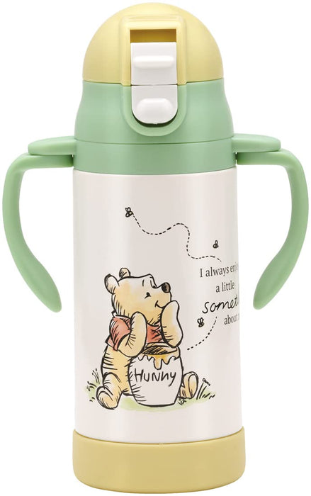 Skater Winnie The Pooh 350Ml Stainless Steel Water Bottle with Straw for Girls