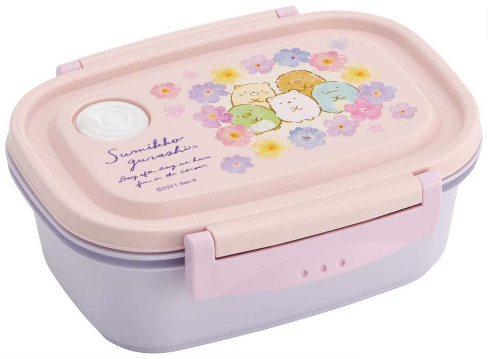 Skater Sumikko Gurashi Lunchbox, 550 ml, mikrowellengeeignet, mittelgroße Lunchbox – Aufbewahrungsbehälter mit Blumensiegel