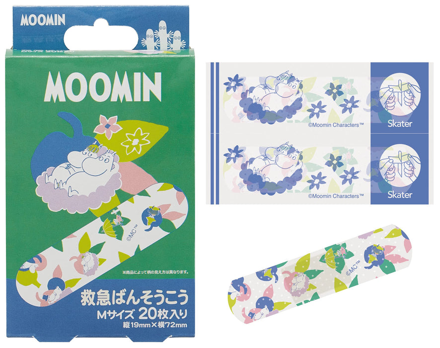 Skater Moomin Bandages de premiers secours de taille moyenne 20 pièces - Fabriqués au Japon