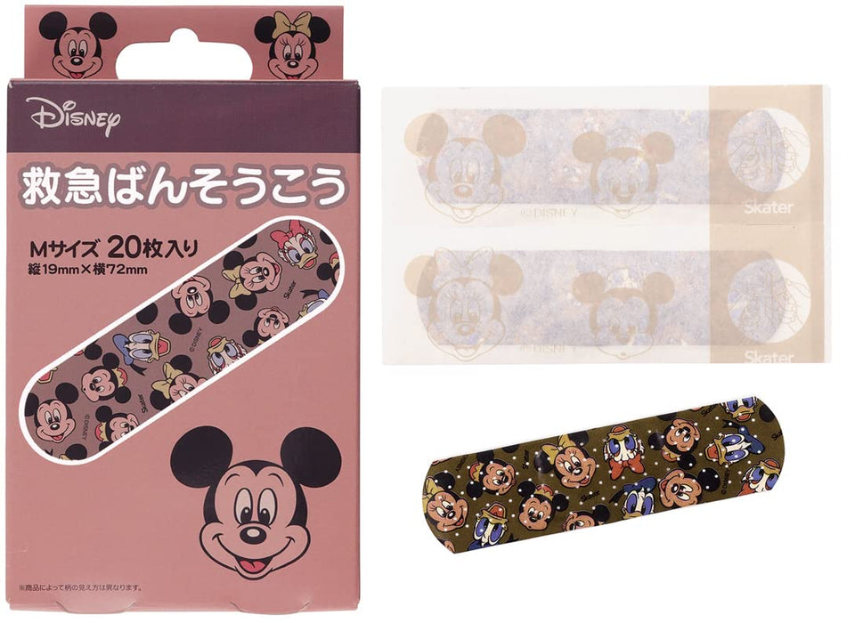Skater Disney Mickey Mouse & Friends Medium Size First Aid Bandages 20 Count - Made in Japan