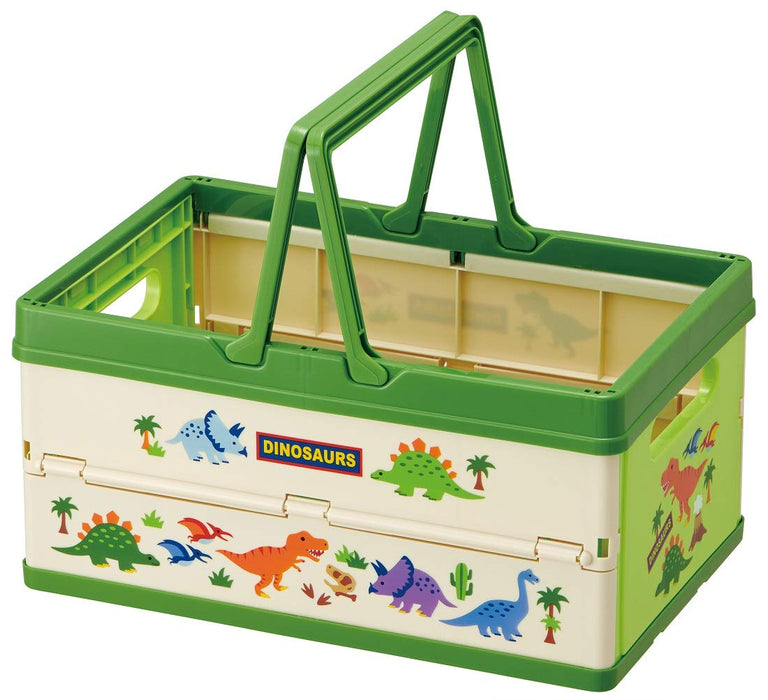 Skater Dinosaur Folding Toy Storage Box 38x25x19.5cm - Stackable Basket with Handle