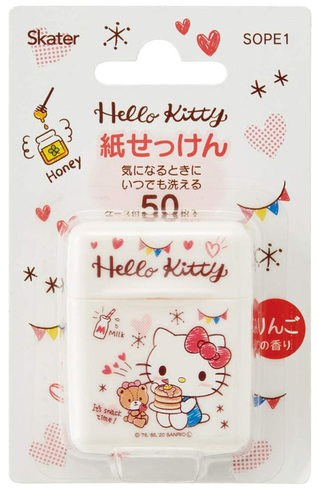 Feuilles de savon pour les mains Skater Hello Kitty, parfum pomme portable, 50 feuilles avec étui
