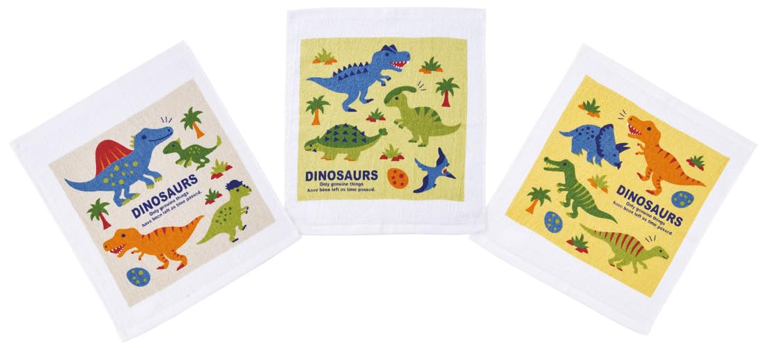 Skater Dinosaur Picture Book Hand Towel Set of 3 Oac1T-A