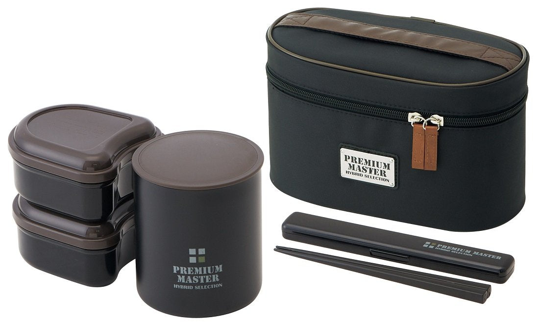Skater Large Capacity 1100ml Black Insulated Lunch Box for Men Premium Master Jar