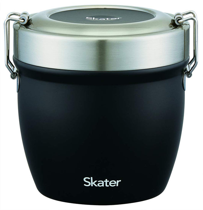 Skater Black Stainless Steel 550ml Rice Bowl Shaped Insulated Lunch Box - Stlbd6-A