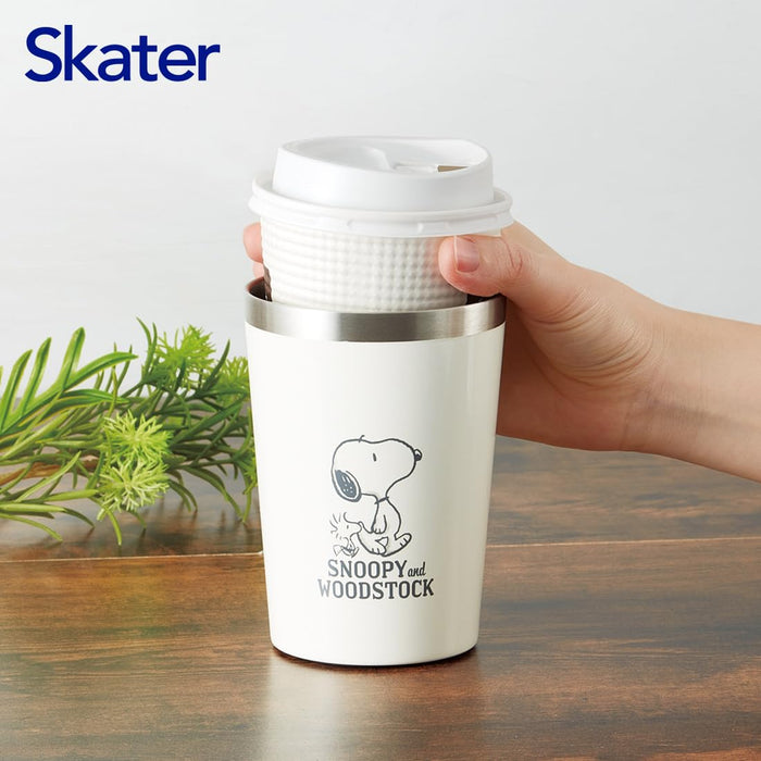 Skater Medium 400ml Stainless Steel Tumbler - Snoopy Design Insulated for Cold Coffee