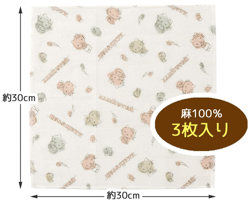 Skater Hello Kitty Line Design 30x30cm Fabric Dishcloth Set - 3 Pieces by Kaya