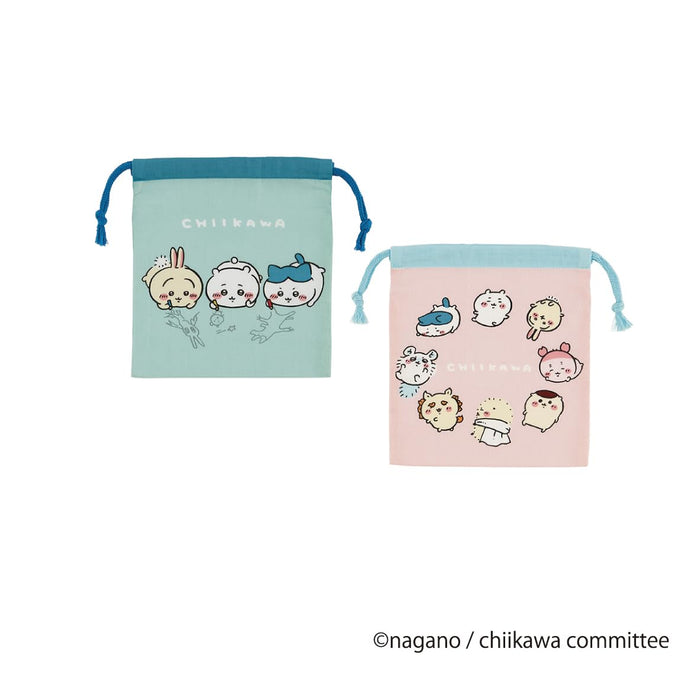 Skater 2-Piece Chiikawa Gusseted Lunch Drawstring Bags Set Model Kb64Wn-A