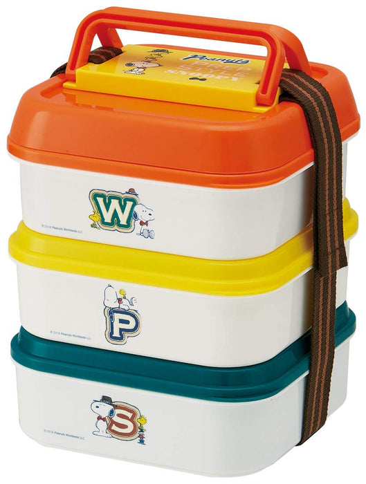 Skater Preppy Style Large 3 Tier Lunch Box Snoopy Peanuts Design 4.5L Soft Dome Lid P23