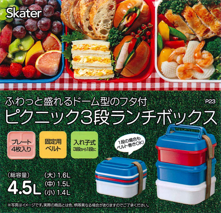 Große Lunchbox im Skater-Preppy-Stil mit 3 Etagen, Snoopy-Peanuts-Design, 4,5 l, weicher Kuppeldeckel, P23