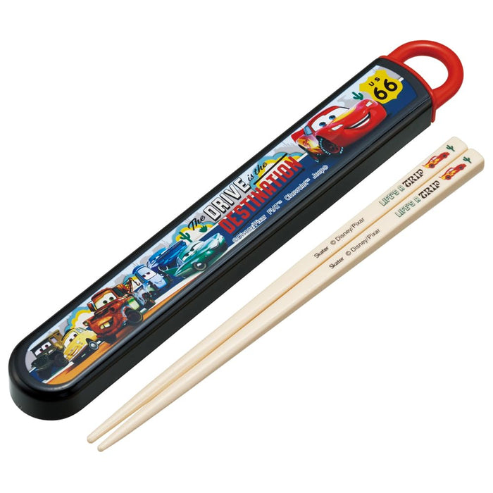 Skater Disney Cars 24 Lunch Box and Kids 16.5cm Antibacterial Chopsticks Set Easy Open Made in Japan