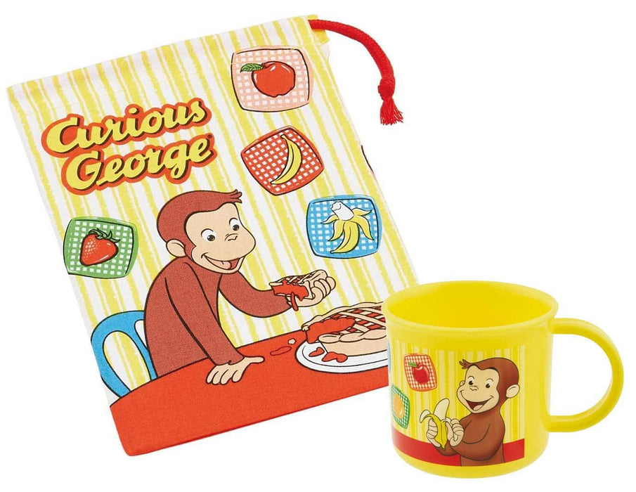 Skater Curious George Boy Lunch Box Bag and Cup Set 21x15 cm - Made in Japan Kb62-A