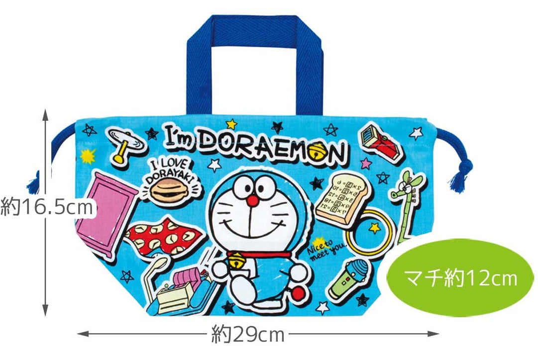 Skater Doraemon Sticker Lunch Box Drawstring Bag Made in Japan Kb7-A