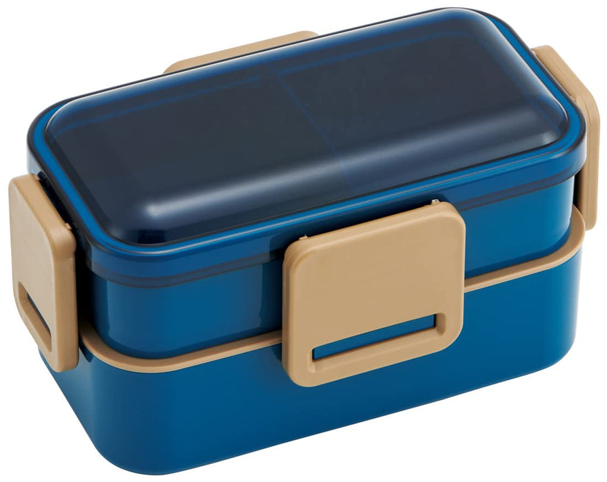 Skater Ocean Blue 600Ml 2-Tier Antibacterial Lunch Box with Soft Dome Lid Made in Japan for Women