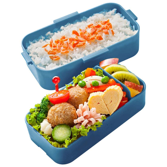 Boîte à lunch antibactérienne à 2 niveaux Skater Ocean Blue 600 ml avec couvercle en dôme souple fabriquée au Japon pour les femmes