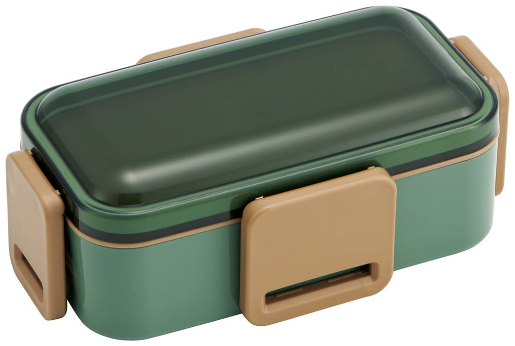 Boîte à déjeuner antibactérienne à 2 niveaux Skater 600 ml avec couvercle bombé souple vert sauge pour femme fabriquée au Japon