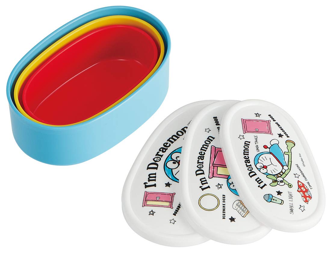 Skater Doraemon Lunch Box Set of 3 Sealable Storage Containers SRS3S-A- Japan Figure Store - #1 Bring To You The Best Japanese Goods