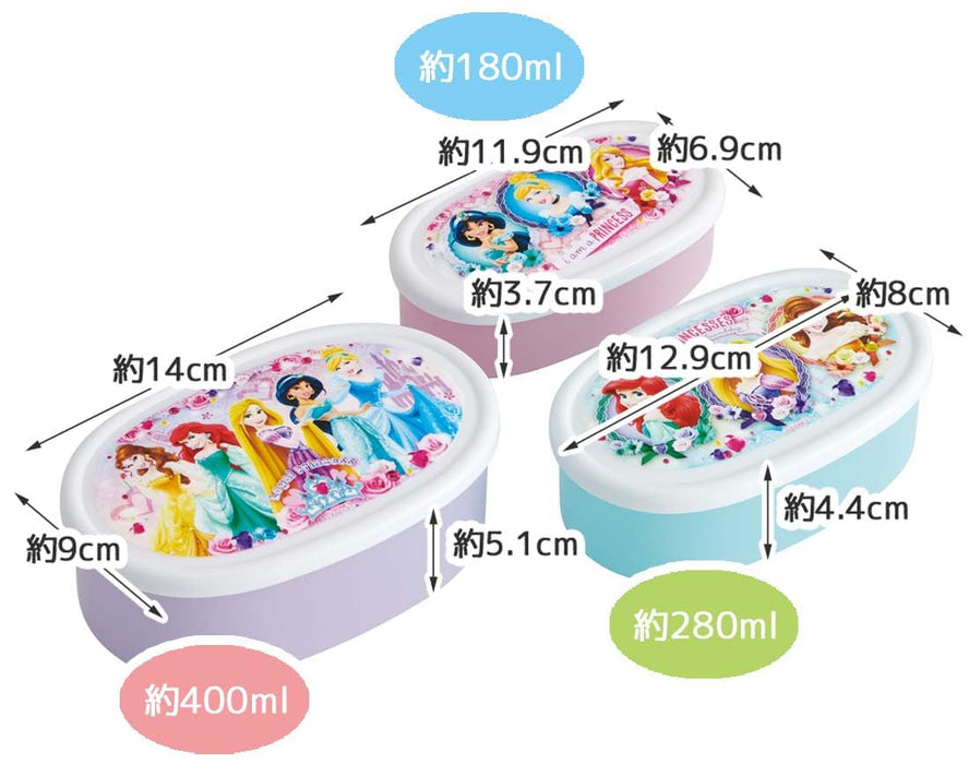 Skater Disney Princess 24 Lunch Box Set 3 Japanese Storage Containers - SRS3SAG-A