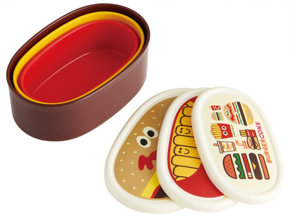 Skater Lunchbox aus japanischer Produktion – 3er-Set Burger-Conks mit antibakterieller Silberionen-Behandlung, 860 ml