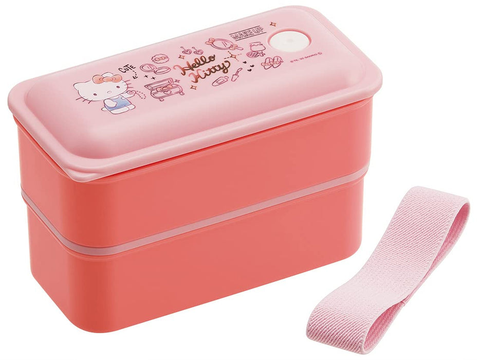 Skater Hello Kitty Sanrio 2-Tier Lunch Box 550ml Silver Ion Antibacterial Fluffy Integrated Packing