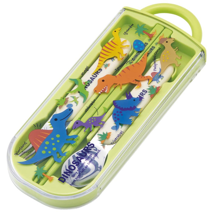 Skater Kids Dinosaur Lunch Box Trio with Spoon Fork Chopsticks Easy Open - Made in Japan