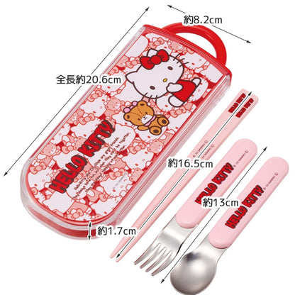 Skater Hello Kitty Lunch Box Trio Set for Kids with Cutlery – Made in Japan- Japan Figure Store - #1 Bring To You The Best Japanese Goods
