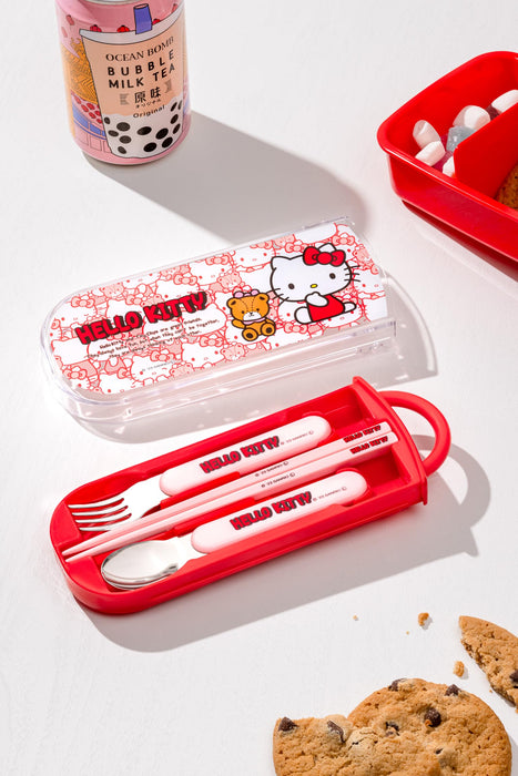 Skater Hello Kitty Lunch Box Trio Set for Kids with Cutlery – Made in Japan- Japan Figure Store - #1 Bring To You The Best Japanese Goods