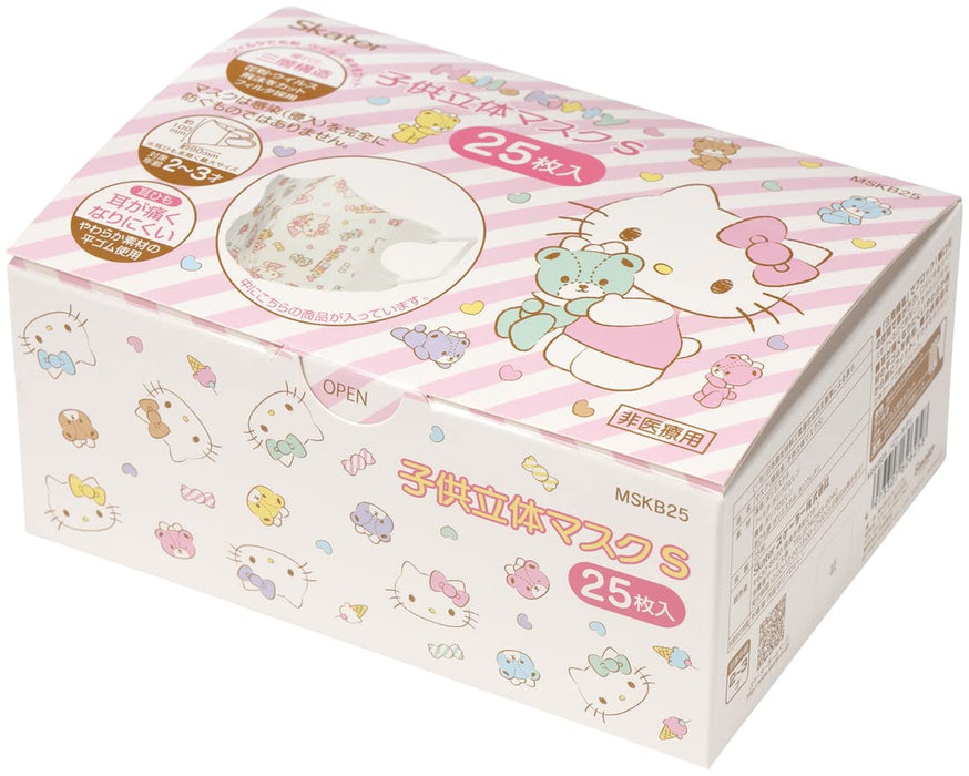 Skater Hello Kitty 3-Ply Mask for 2-3 Year Olds Extra Large Size Sanrio 25 Pack Mskb25N-A