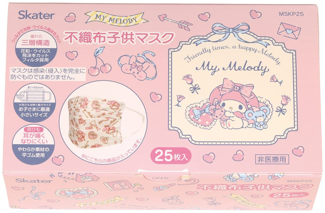 Skater My Melody Sanrio Kids Mask Three-Ply 25 Pieces - Mskp25-A