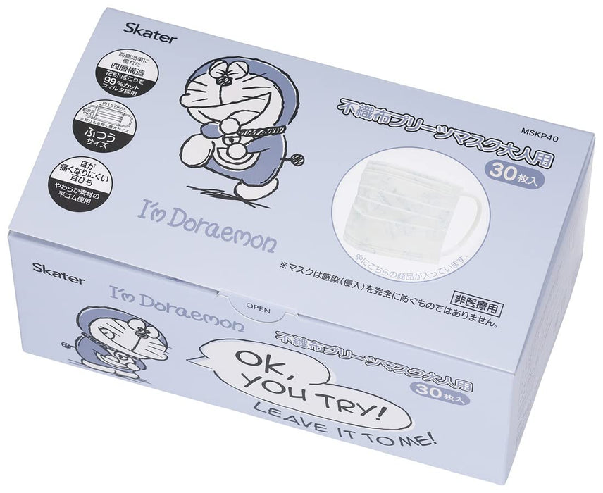 Skater Doraemon 4-Ply Regular Size Masks Sanrio 30 Piece Box - Mskp40-A