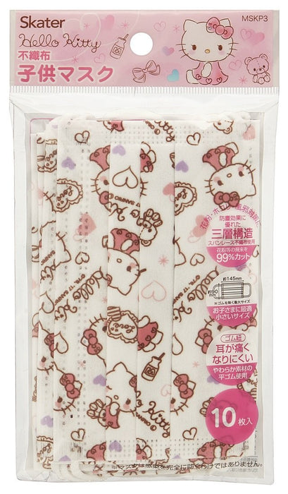 Skater Hello Kitty Mask Pack of 10 Three-Ply Non-Woven for Children and Women Mskp3-A