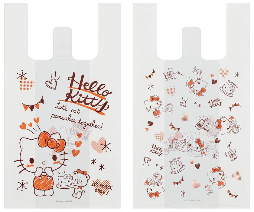 Skater Large Hello Kitty Snack Time Plastic Shopping Bags with Handles 10 pieces 53x30x16cm
