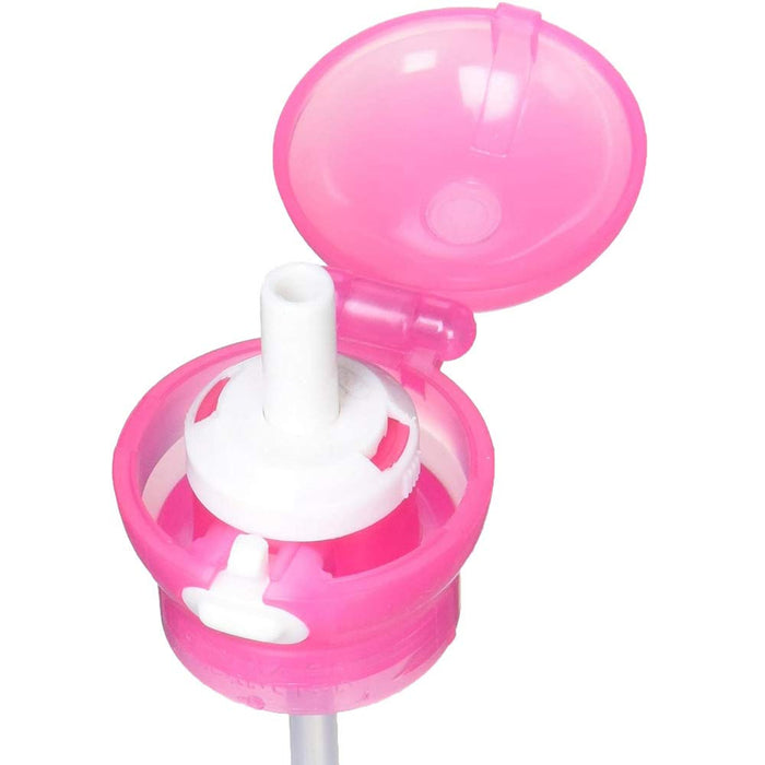 Bouteille en plastique de type poussoir rose Skater avec bouchon en paille 350 ml et 500 ml modèle Pshc3-A