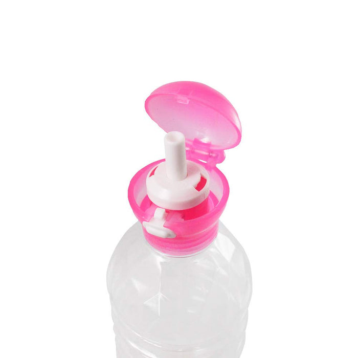 Bouteille en plastique de type poussoir rose Skater avec bouchon en paille 350 ml et 500 ml modèle Pshc3-A