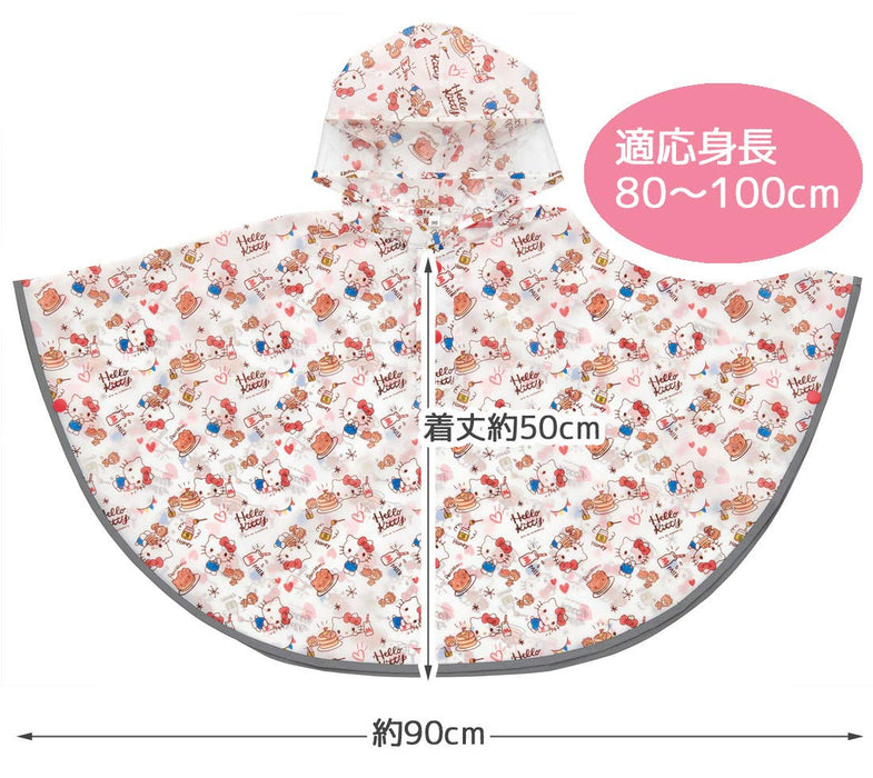 Skater Hello Kitty Rain Poncho for Girls 80-100cm Kids Sanrio Rapo2 Raincoat