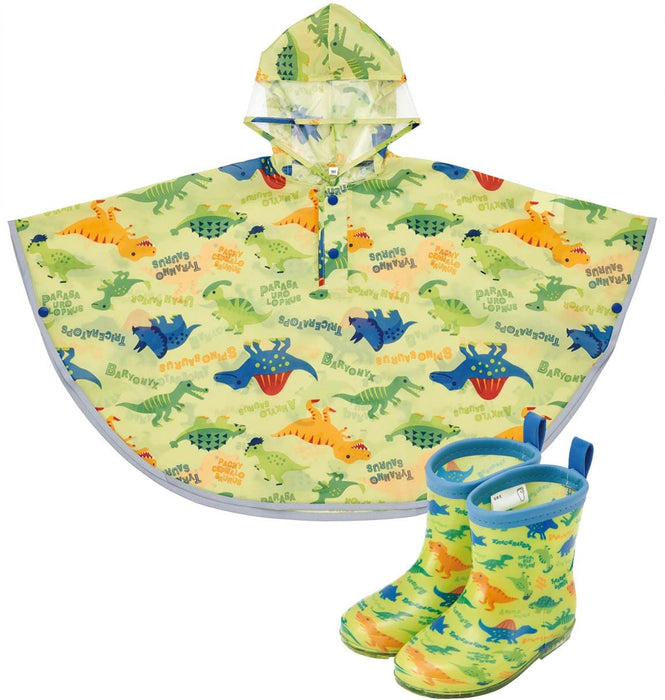 Skater Dinosaur Picture Rain Poncho for Kids Suitable for 80-100cm Height