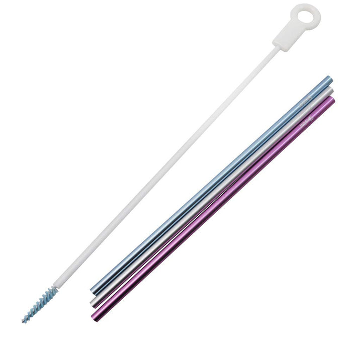 Pailles en aluminium réutilisables Skater 6 mm x 21 cm paquet de 3 avec brosse AST1SBR