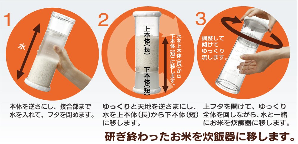 Shaker à riz Skater - Authentique fabrication japonaise Durable Orange RWS1