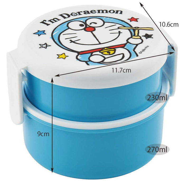 Boîte à bento ronde Skater Doraemon 500 ml avec fourchette - Série Secret Gadget