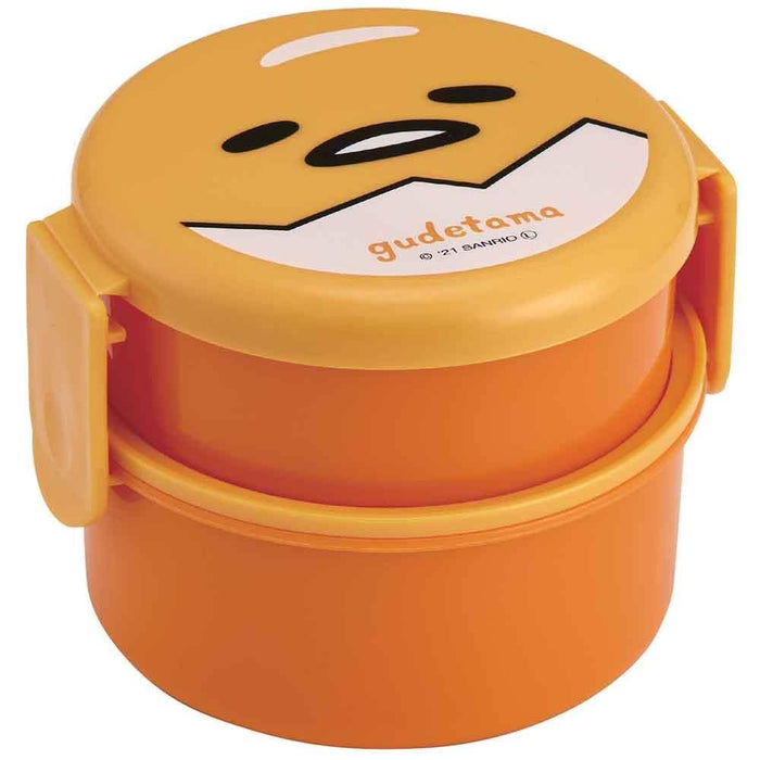 Skater Bento-Lunchbox, 500 ml, rund, mit Gudetama-Gesichtsgabel, hergestellt in Japan