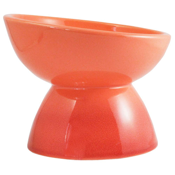 Skater Ceramic Small Dog Bowl with Mat - Orange Pet Feeder Chob2