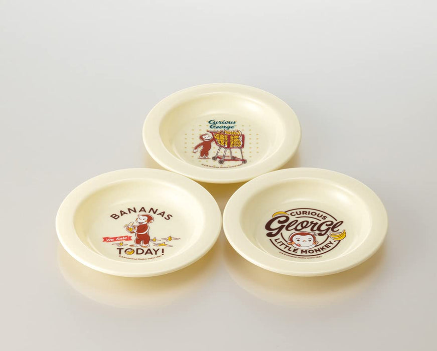 Skater Curious George Small Plastic Plates 12cm Set of 3 Made in Japan