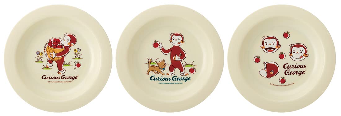 Skater Curious George Small Plastic Plates 15cm Set of 3 Durable Made in Japan