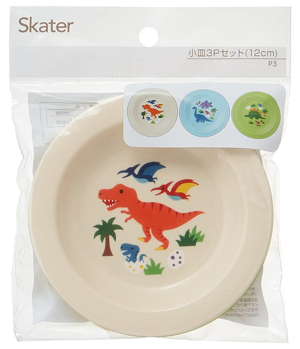 Skater Dinosaur Small Plates - 12cm Plastic Set of 3 Made in Japan