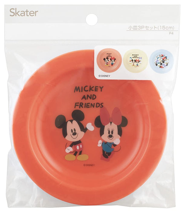 Skater Disney Mickey Mouse 15cm Small Plastic Plates Set of 3 Made in Japan