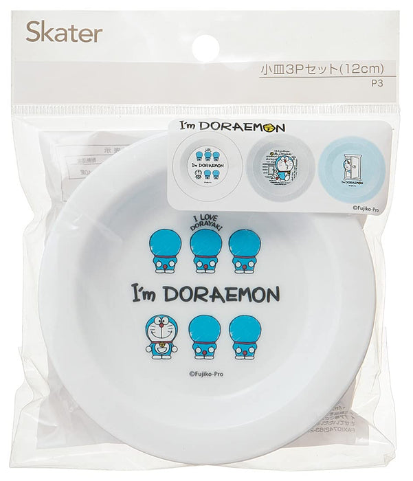 Skater I'M Doraemon Small Plastic Plates Set of 3 12cm - Made in Japan
