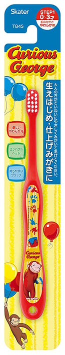 Skater Curious George Infant Soft Toothbrush (0-3 Years) 15cm Cat Monkey-Themed Tb4S